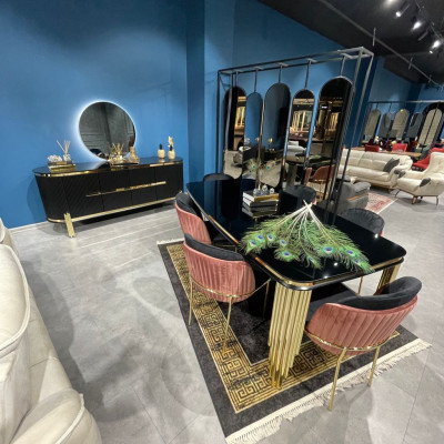 Esszimmerstuhl Stuhl Küchenstuhl Lehnstuhl Luxus Rosa Schwarz Modern