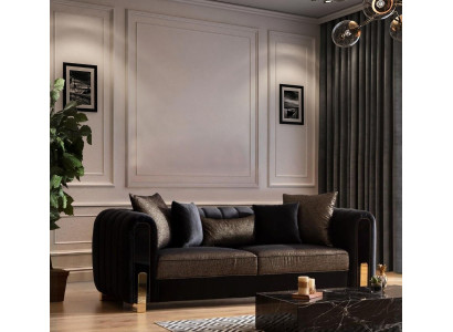 Sofa Dreisitzer Dreisitzer Modern Stoff Schwarz Sofas Design Wohnzimmer