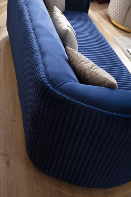 Edelstahl Dreisitzer Luxus Sofa Blau Wohnzimmermöbel Polstersofas Couchen