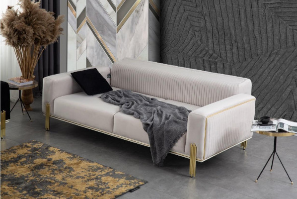 Weißer Dreisitzer Sofa Moderne Couch Polstermöbel Wohnzimmermöbel Neu