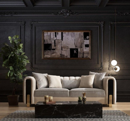 Weißer Dreisitzer Luxus Couch Modernes Edelstahl Design Wohnzimmermöbel