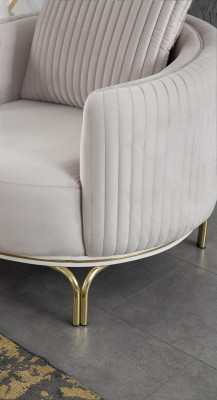 Luxus Sessel Weißer Einsitzer Wohnzimmermöbel Polyester Edelstahlmöbel