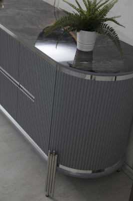 Graues Sideboard Luxus Kommode Anrichte Schrank Esszimmermöbel Holzmöbel