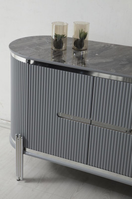 Graues Sideboard Luxus Kommode Anrichte Schrank Esszimmermöbel Holzmöbel