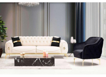Chesterfield Edelstahlmöbel Luxus Sofagarnitur Dreisitzer Sitzgruppe