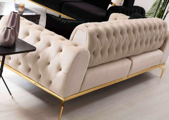 Chesterfield Edelstahlmöbel Luxus Sofagarnitur Dreisitzer Sitzgruppe