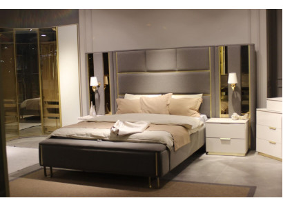 Luxus Schlafzimmer Set Bett + 2x Nachttische + Bank Design Möbel 4 tlg. Neu