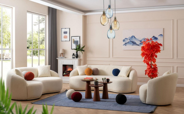 Wohnzimmer Set 3tlg. Designer Sofagarnitur 4+3+1 Sitz Wohnlandschaft