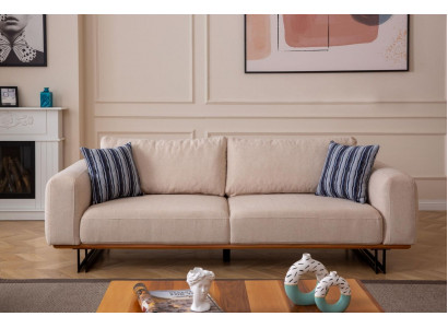 Designer Sofa 3 Sitzer Polster Textil Modern Polster Beige 230cm Couchen