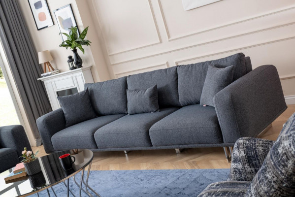 Designer Wohnzimmer Set Sofagarnitur 4 + 3 + 1 Sitz Luxus Grau Wohnlandschaft