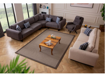 Designer Wohnzimmer Set Wohnlandschaft Ecksofa L-Form 3 Sofa Sessel 3tlg