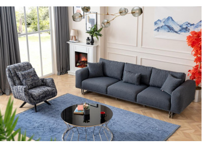 Sofagarnitur 4+1 Sitzer Luxus Garnitur Set Sofas Sessel Stoff Polster