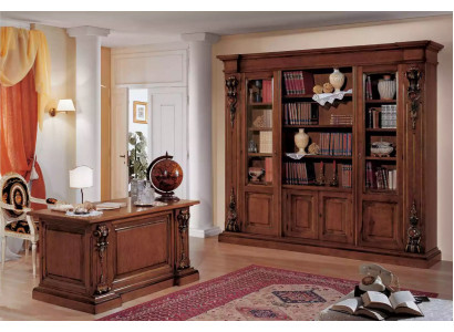 Klassisches Braunes Arbeitszimmer Set Bürotisch Bücherregal Tisch Regal