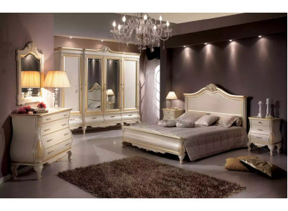 Schlafzimmer Set Bett 2x Nachttische Schrank Kleiderschrank Kommode Spiegel