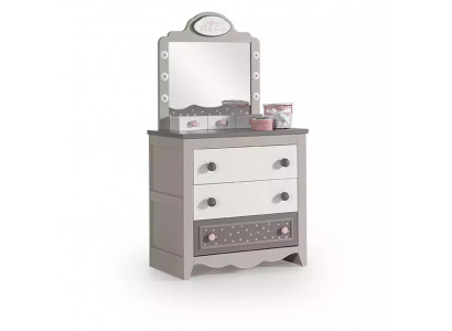 Kindermöbel Kommode Holzschrank Spiegel Konsole Schrank Holz Grau Set