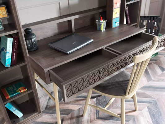 Computertisch Set 3tlg Schreibtisch Bücherregal Holz Grau Regale Tisch