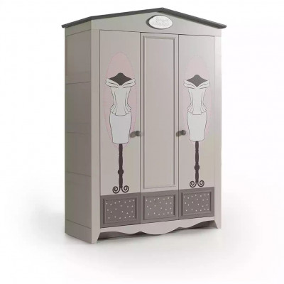 Holzschrank Luxus Kleiderschrank Schrank Möbel Holz 3 Tür Design Grau