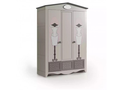 Holzschrank Luxus Kleiderschrank Schrank Möbel Holz 3 Tür Design Grau