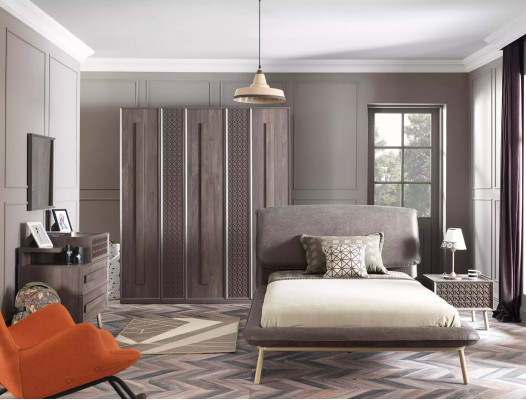 Luxus Kleiderschrank Schrank Holzschrank Möbel Holz Grau 5trg Design