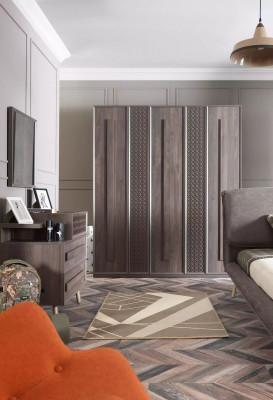 Luxus Kleiderschrank Schrank Holzschrank Möbel Holz Grau 5trg Design