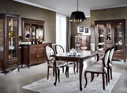 9tlg Esszimmer Set Garnitur Tisch Kommode Spiegel Vitrine Schrank