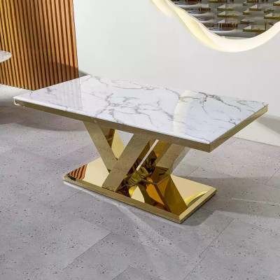 Eszimmer Möbel Designer Esstisch Edelstahltisch Gold Moderne Tische