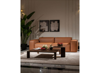 Luxus Dreisitzer Sofa 3 Sitzer Braun Polstersofa Couch Kunstleder Neu