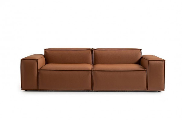 Luxus Dreisitzer Sofa 3 Sitzer Braun Polstersofa Couch Kunstleder Neu