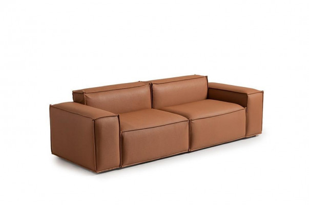 Luxus Dreisitzer Sofa 3 Sitzer Braun Polstersofa Couch Kunstleder Neu