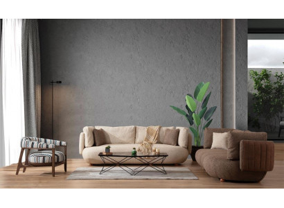 Moderne Mehrfarbige Couchgarnitur Brauner 3-Sitzer Weißer Sessel 3tlg Set