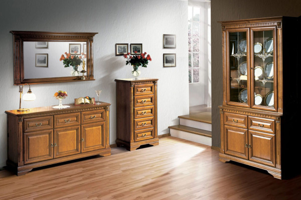 Wohnzimmer Schrank Kommode Italien Spiegel klassisches Set 3tlg Holz