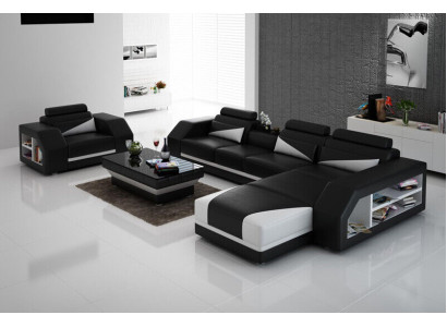 Design Ecksofa Couch Polster Garnitur Automatische Relax Funktion Sofa Neu Leder