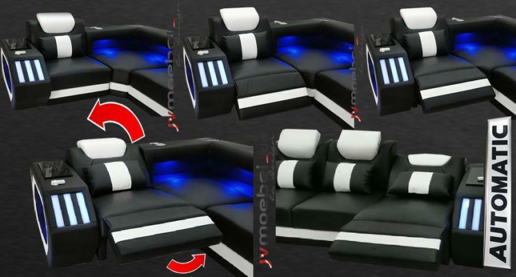 Design Leder Polster Sitz Leder Polster Landschaft Zimmer Wohn Sofa Ecke mit USB