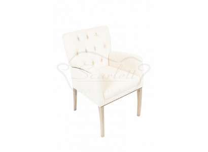 Moderner Weißer Chesterfield Polster Sessel Einsitzer Lehnstühle Textil Esszimmerstühle