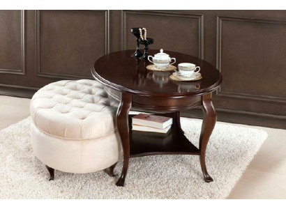 Rundhocker Hocker Leder Ottomane mit Tisch Serviertisch 2tlg Set Garnitur Verona