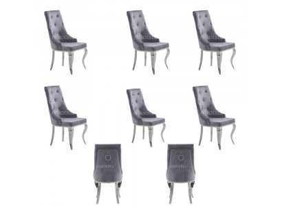 6x Stuhl Chesterfield Designer Polster Stühle Sitz Textil Garnitur Neu
