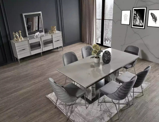 Graue Eszimmermöbel Esstisch Stühle Set Essgruppe Modernes Möbel