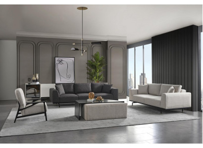 Komplette Couchgarnitur Sofa Sofas Sessel Grau Sofagarnitur Set 4tlg