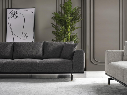 Komplette Couchgarnitur Sofa Sofas Sessel Grau Sofagarnitur Set 4tlg