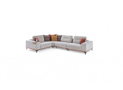 Weißes Ecksofa Moderne L-Form Couch Wohnzimmer Polstersofas Holzgestell