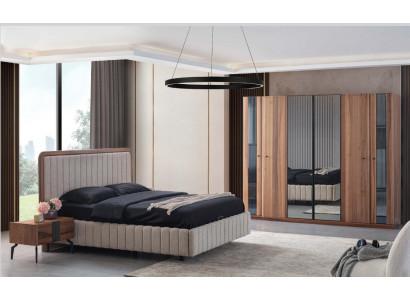 Exklusives Schlafzimmer Set Bett 2x Nachttische und Kleiderschrank 4tlg.