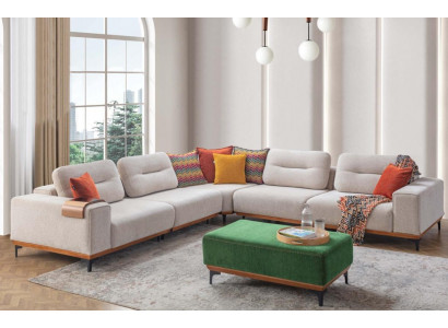 Designer Wohnzimmer Set Besteht aus 2tlg. Ecksofa L-form und Hocker