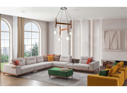 Designer Wohnzimmer Ecksofa Luxus L-Form Couch Polster Hocker 2tlg Neu