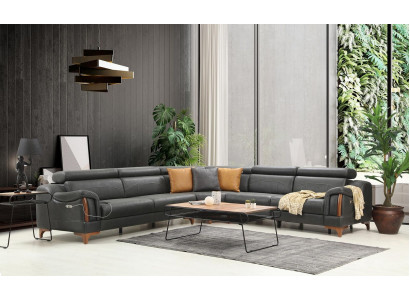 Ecksofa L-Form Modern Sofa Wohnzimmer Couch Polster Textil Stoff Möbel