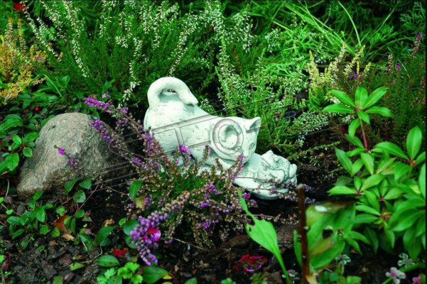 Garten Dekoration Katze Statue Skulptur Figuren Weiß Skulpturen Design
