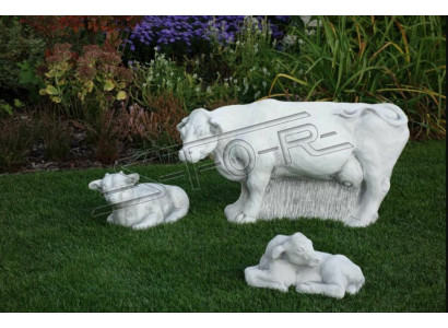 Garten Kuh Dekoration Stein Figur Terrasse Deko Statue Weiß Natur Skulptur