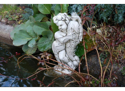 Gartenfigur Engel Fontaine 42cm Teichfigur Menschen Steinguss