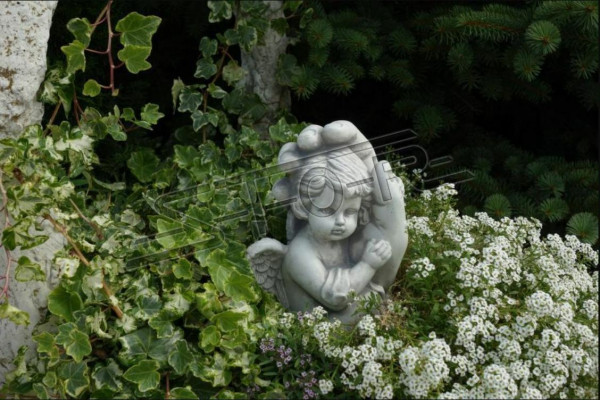 Grabengel Kreuz Grab Deko Grabschmuck Dekoration Klassisch Stein Statue