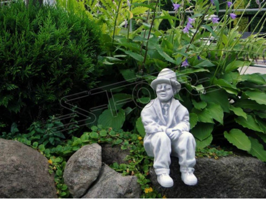 Junge Sitzende Figur Dekorative Statue Figuren Skulptur Statuen Garten
