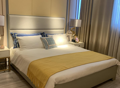 Bett Doppelbett Betten Möbel Einrichtung Schlafzimmer Design Stoff Textil neu